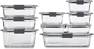 Brilliance Glass Food Storage Containers, Assorted Sizes, Set of 9, BPA-Free, Leak-Proof, Clear