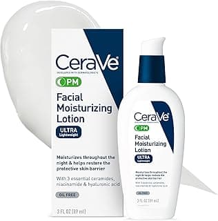 PM Facial Moisturizing Lotion, Night Cream with Hyaluronic Acid and Niacinamide, Ultra-Lightweight, Oil-Free Moisturizer for Face, 3 Ounce